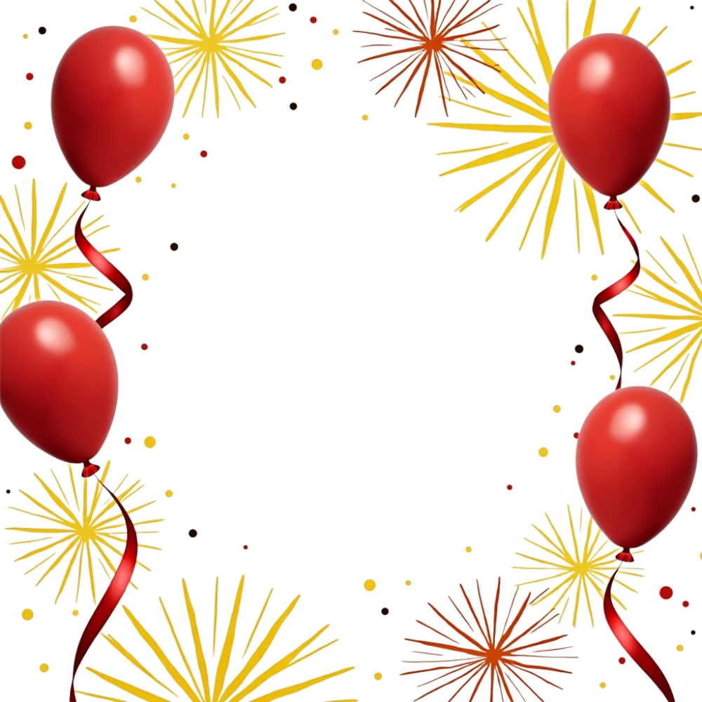 Celebration Border with Red Balloons and Sparkles - Bhutan National Day 41