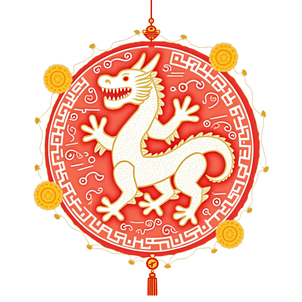 Vibrant Chinese Dragon Medallion with Festive Tassel and Cultural Motifs - Bhutan National Day 5