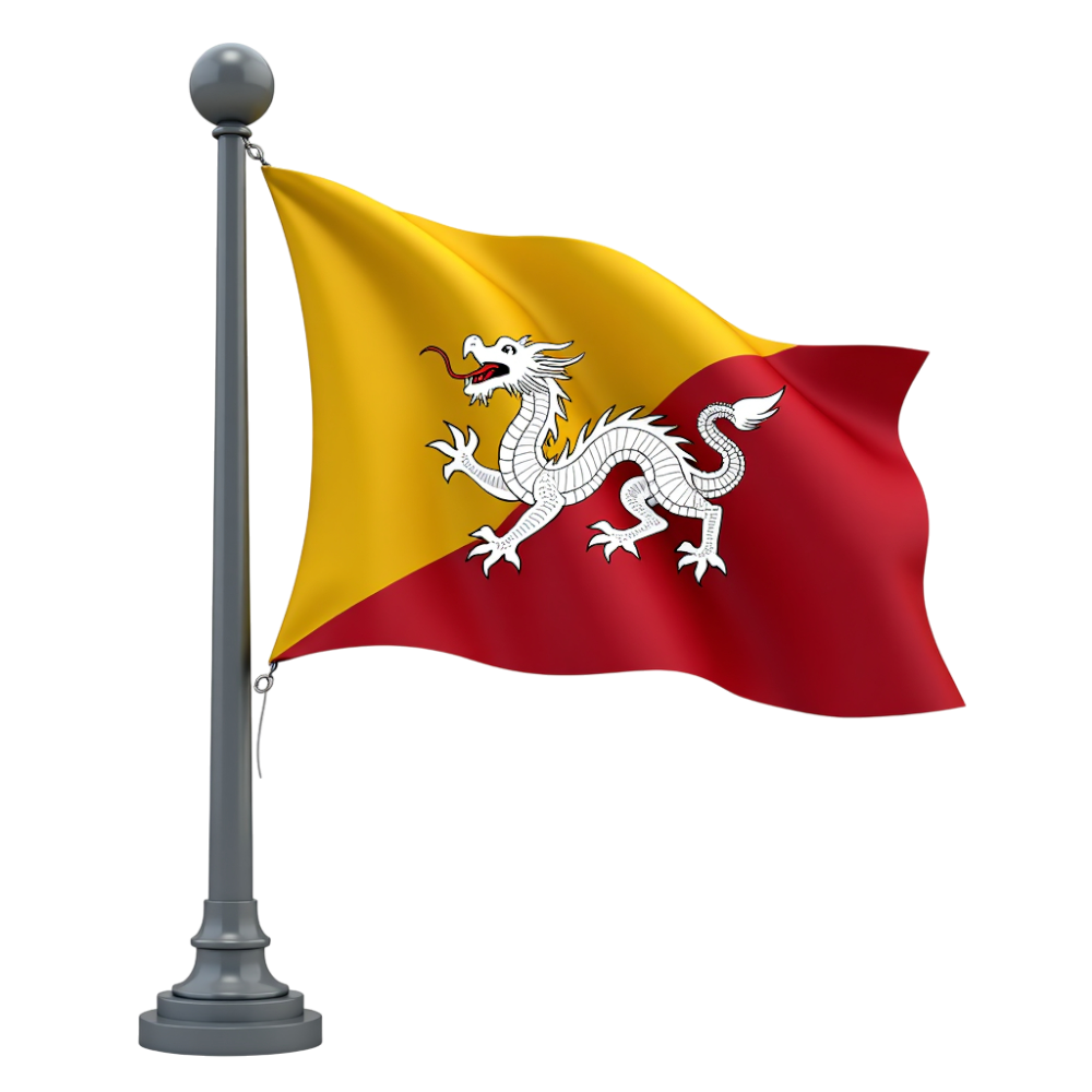 Bhutan National Flag Waving on Flagpole - Bhutanese Dragon Symbol - Bhutan National Day 8