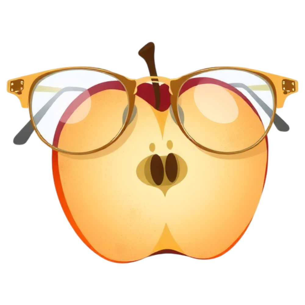 Clever Apple Wearing Glasses Cartoon Icon - Bifocals At The Monitor Liberation Day 10