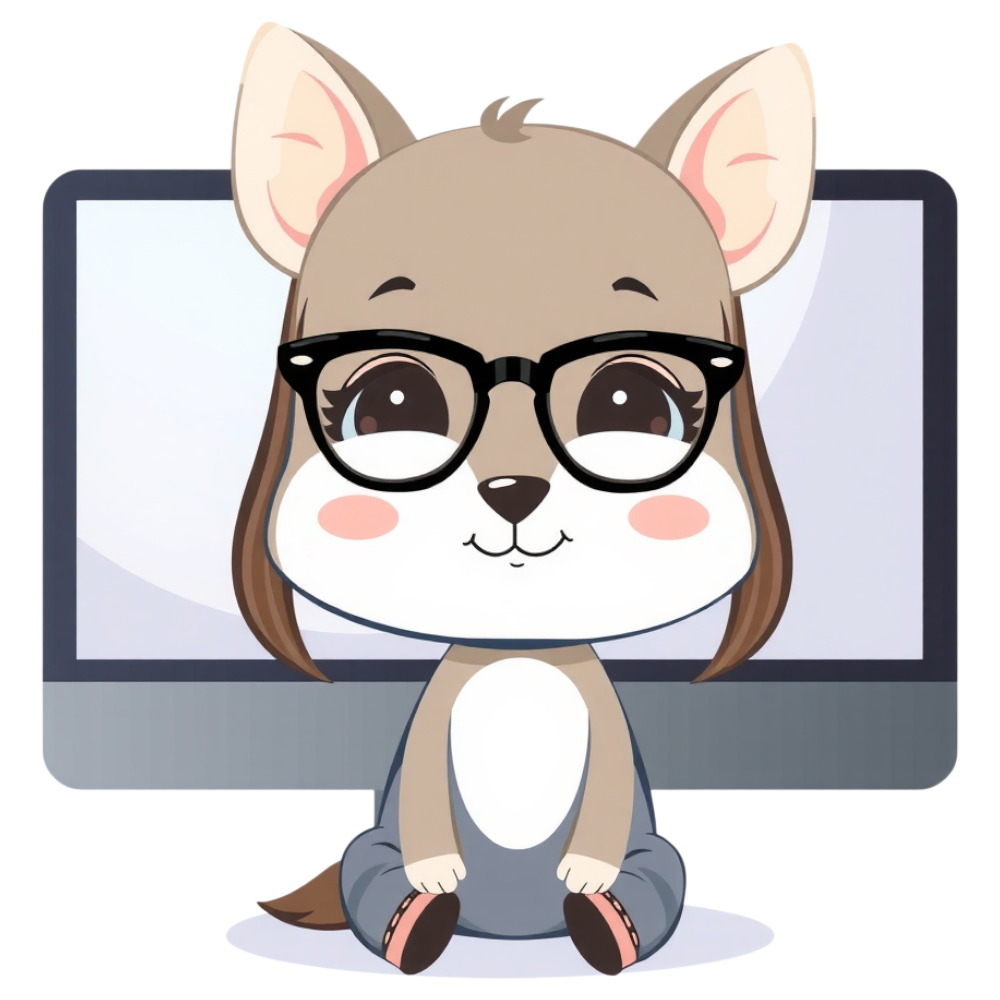 Cute Cartoon Fox Character with Glasses and Computer Monitor - Bifocals At The Monitor Liberation Day 16