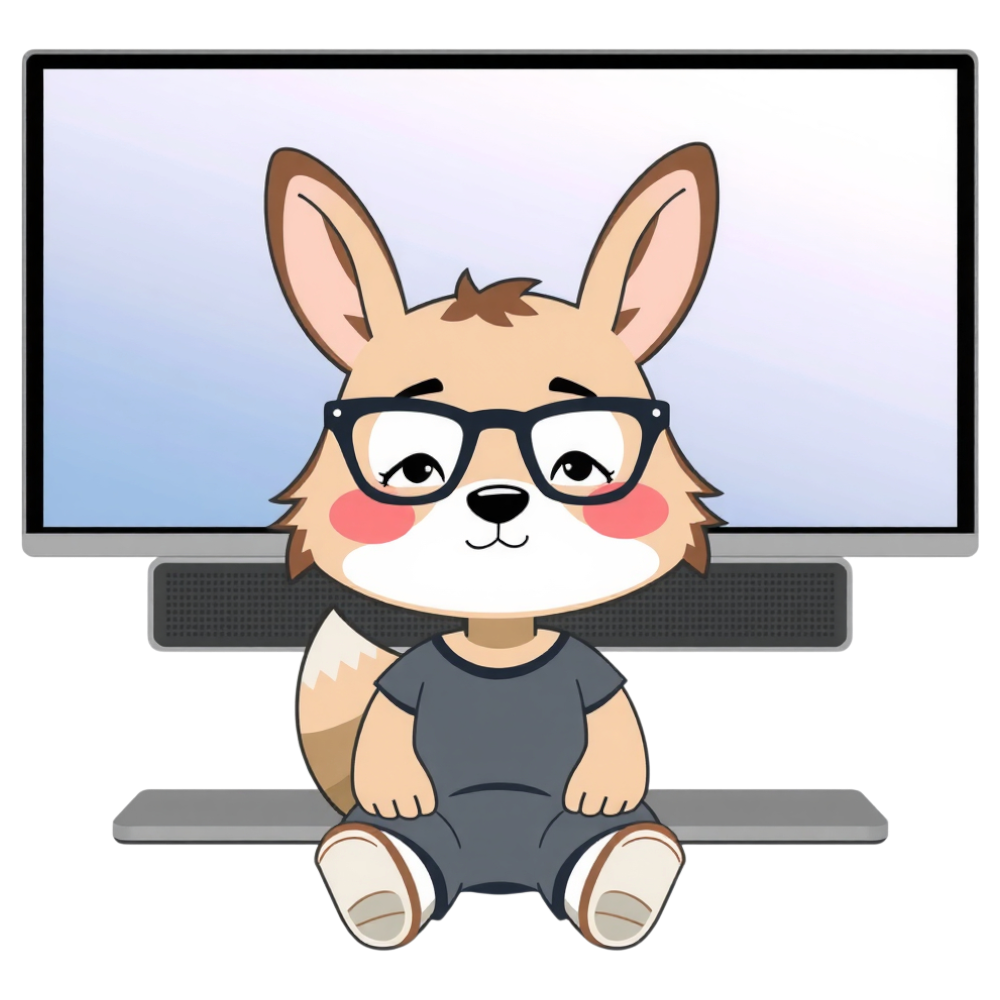 Cartoon Fennec Fox Character with Glasses Sitting in Front of TV Screen - Bifocals At The Monitor Liberation Day 24