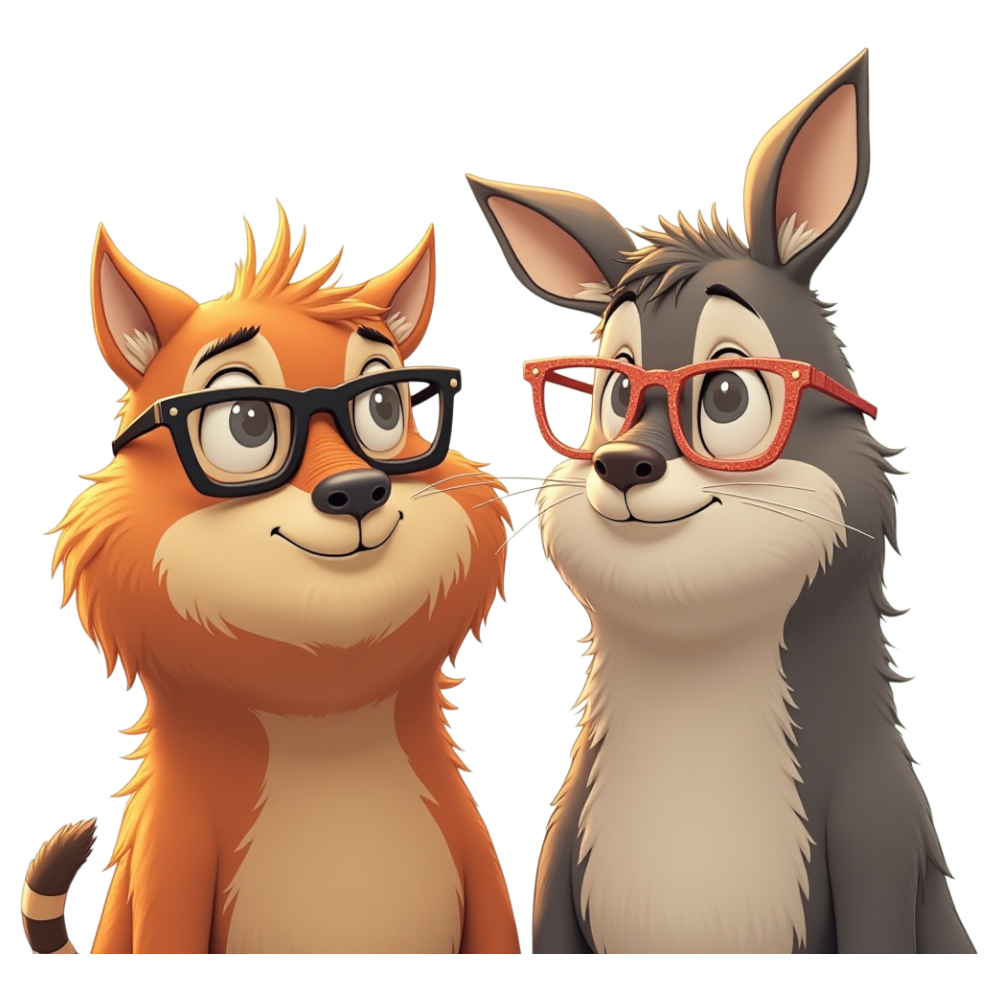 Animated Duo: Smart Critters with Glasses - Bifocals At The Monitor Liberation Day 25