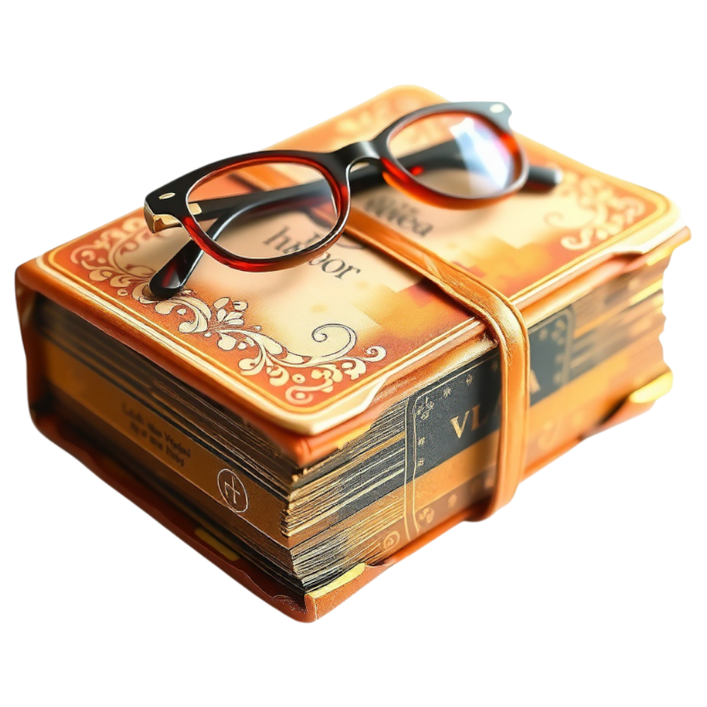 Vintage Book, Reading Glasses & Golden Ribbon on Dark Background - Bifocals At The Monitor Liberation Day 27