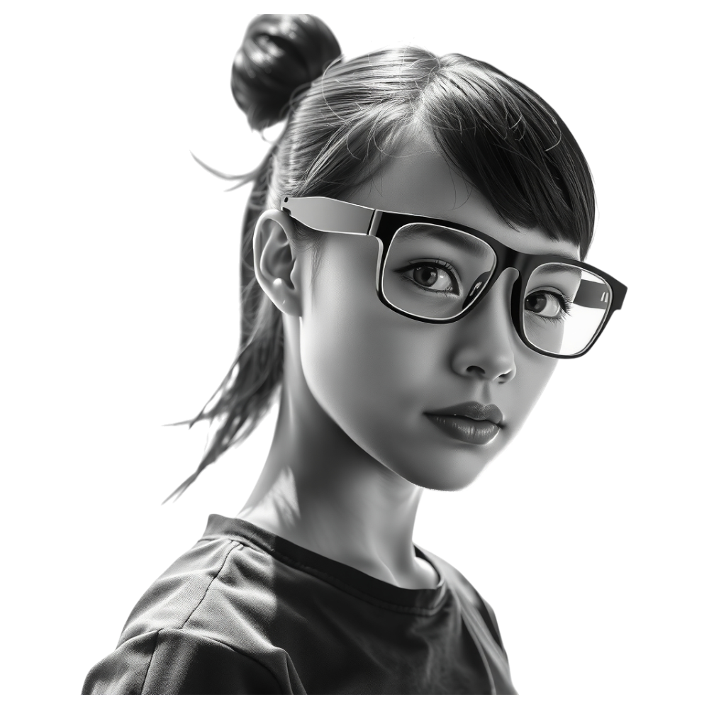 Youthful Woman in Glasses, Black and White Studio Portrait - Bifocals At The Monitor Liberation Day 33
