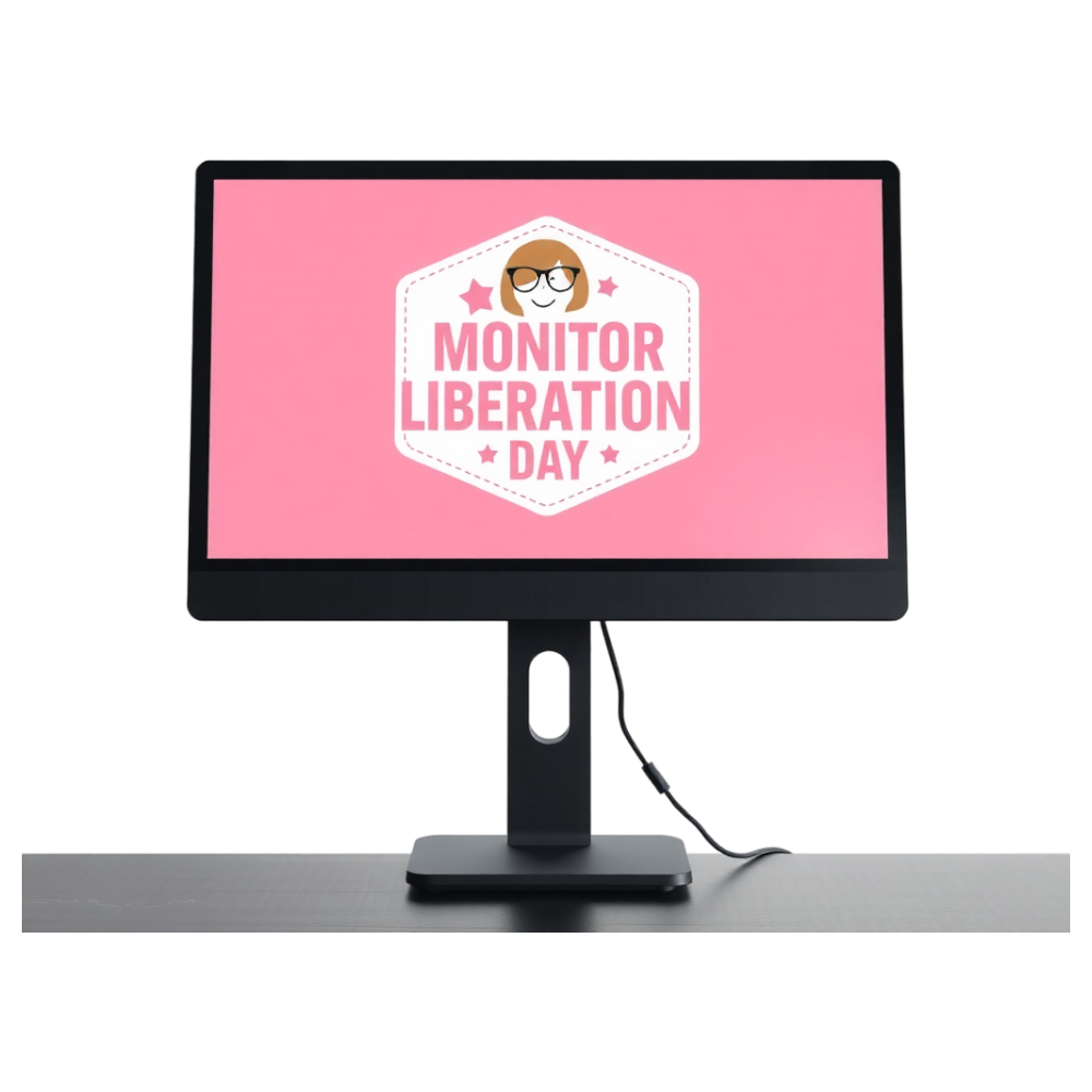 Computer Monitor Displaying Monitor Liberation Day Message - Bifocals At The Monitor Liberation Day 5