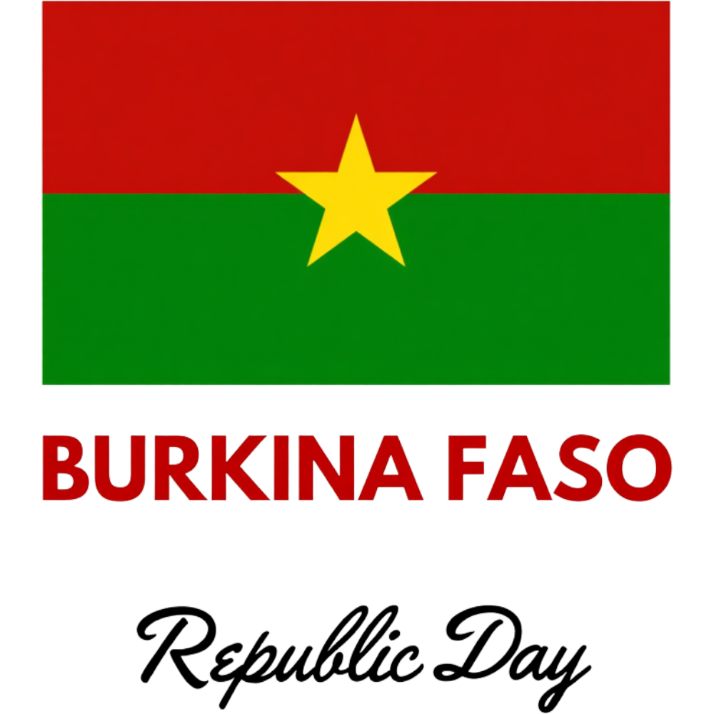 Burkina Faso National Flag Display with Republic Day Commemoration Text - Burkina Faso Republic Day 10