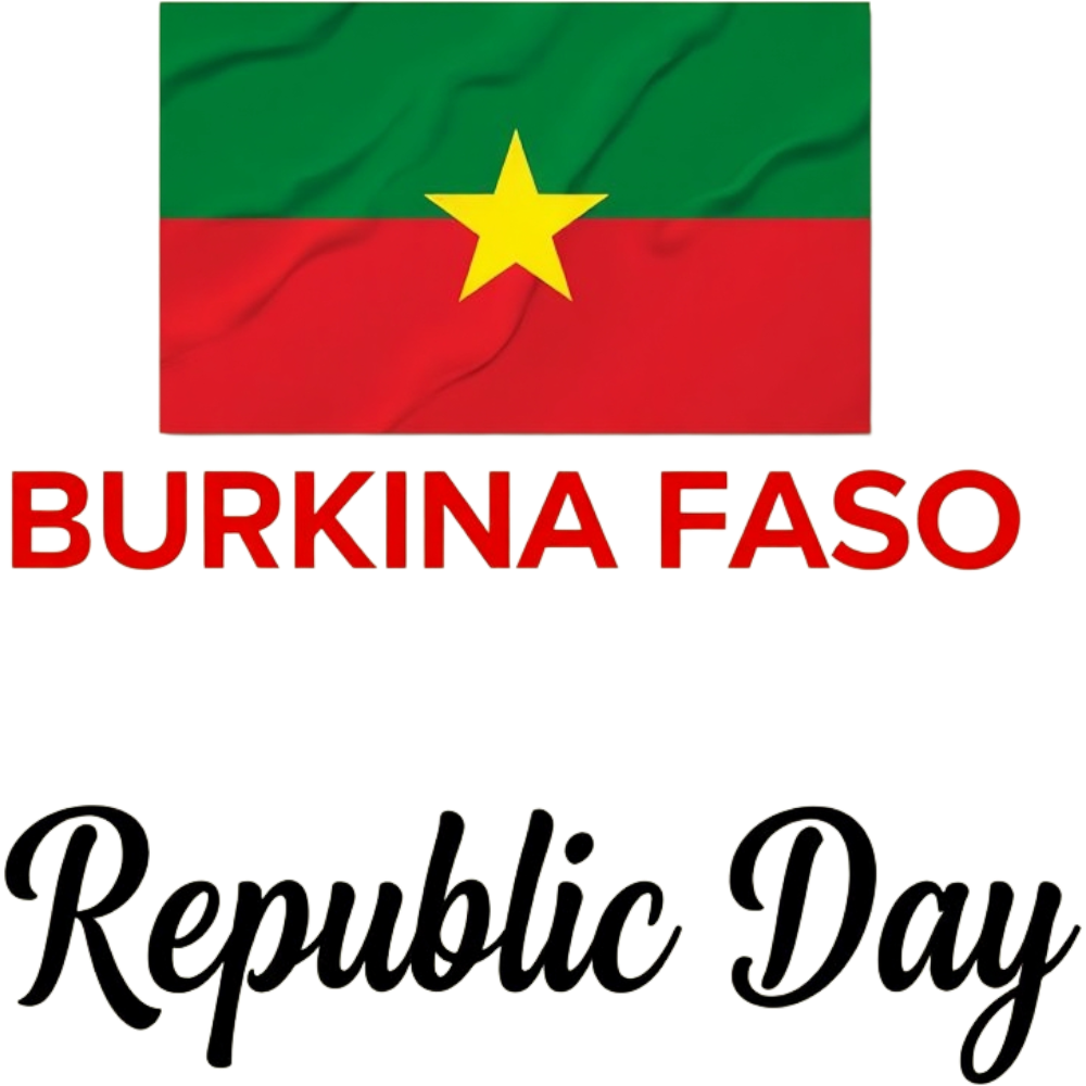 Burkina Faso Republic Day Banner with National Flag and Wavy Fabric Texture on Black - Burkina Faso Republic Day 15