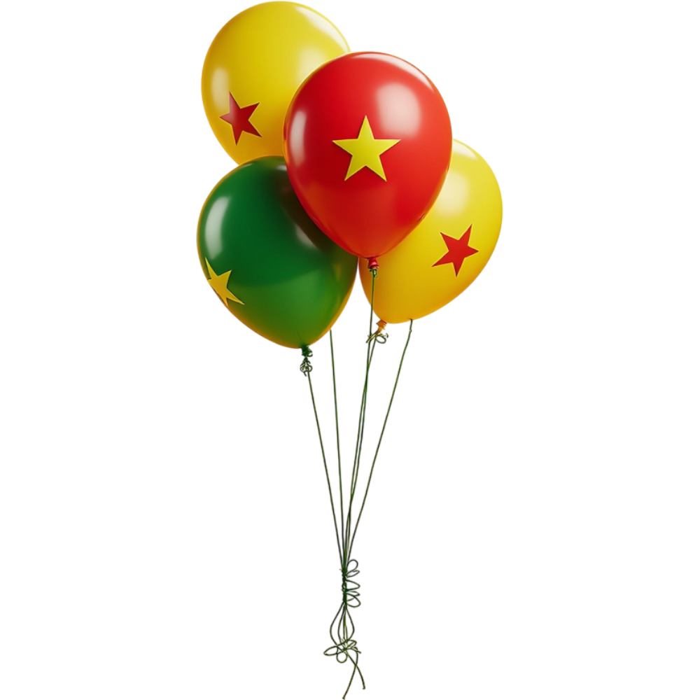 Red, Yellow, Green Balloons with Star Emblems for Celebration - Burkina Faso Republic Day 16