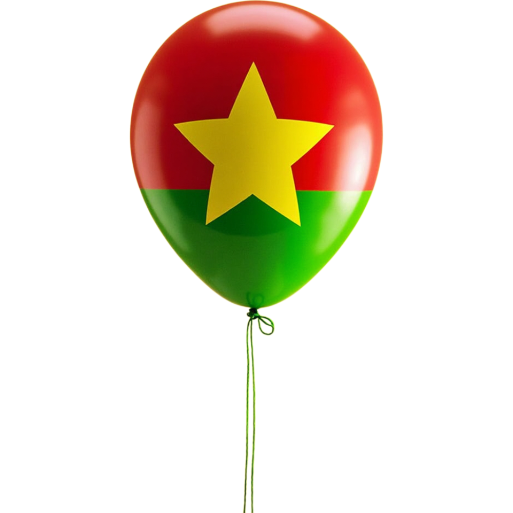 Burkina Faso National Flag Balloon Isolated on Black Background - Burkina Faso Republic Day 20