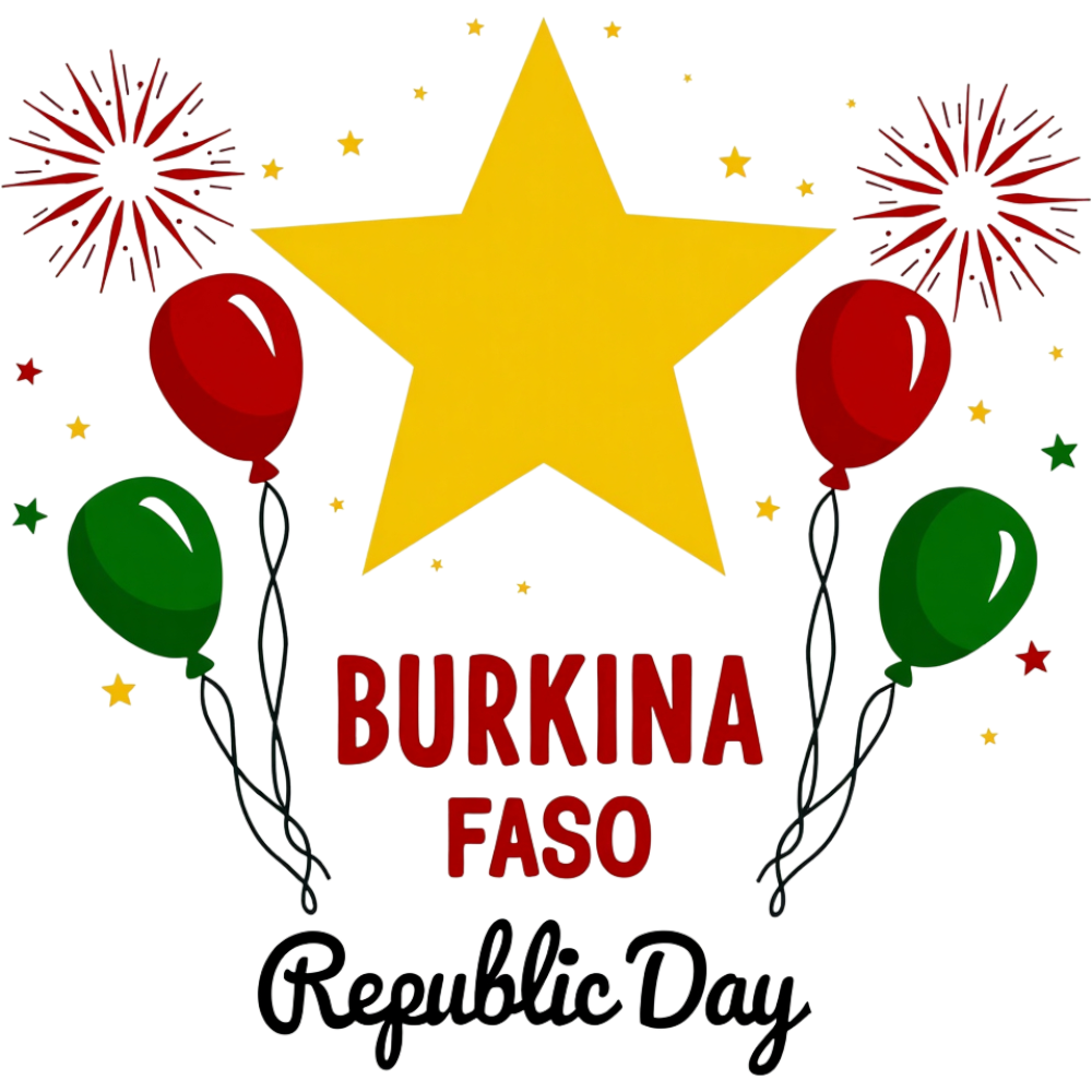 Burkina Faso Republic Day: Patriotic Celebration Design with Star, Balloons & Fireworks - Burkina Faso Republic Day 4
