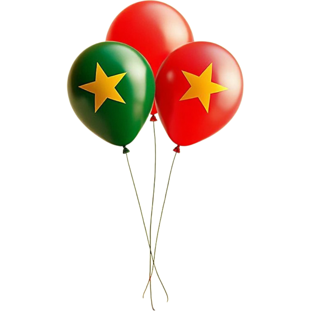 Green and Red Balloons with Golden Stars for Celebration - Burkina Faso Republic Day 6