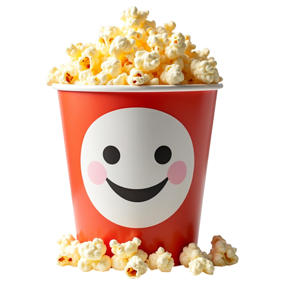 Fresh Popcorn in Red Cup with Smiling Face Design for Movie Night Snack - Business Of Popping Corn Day 13