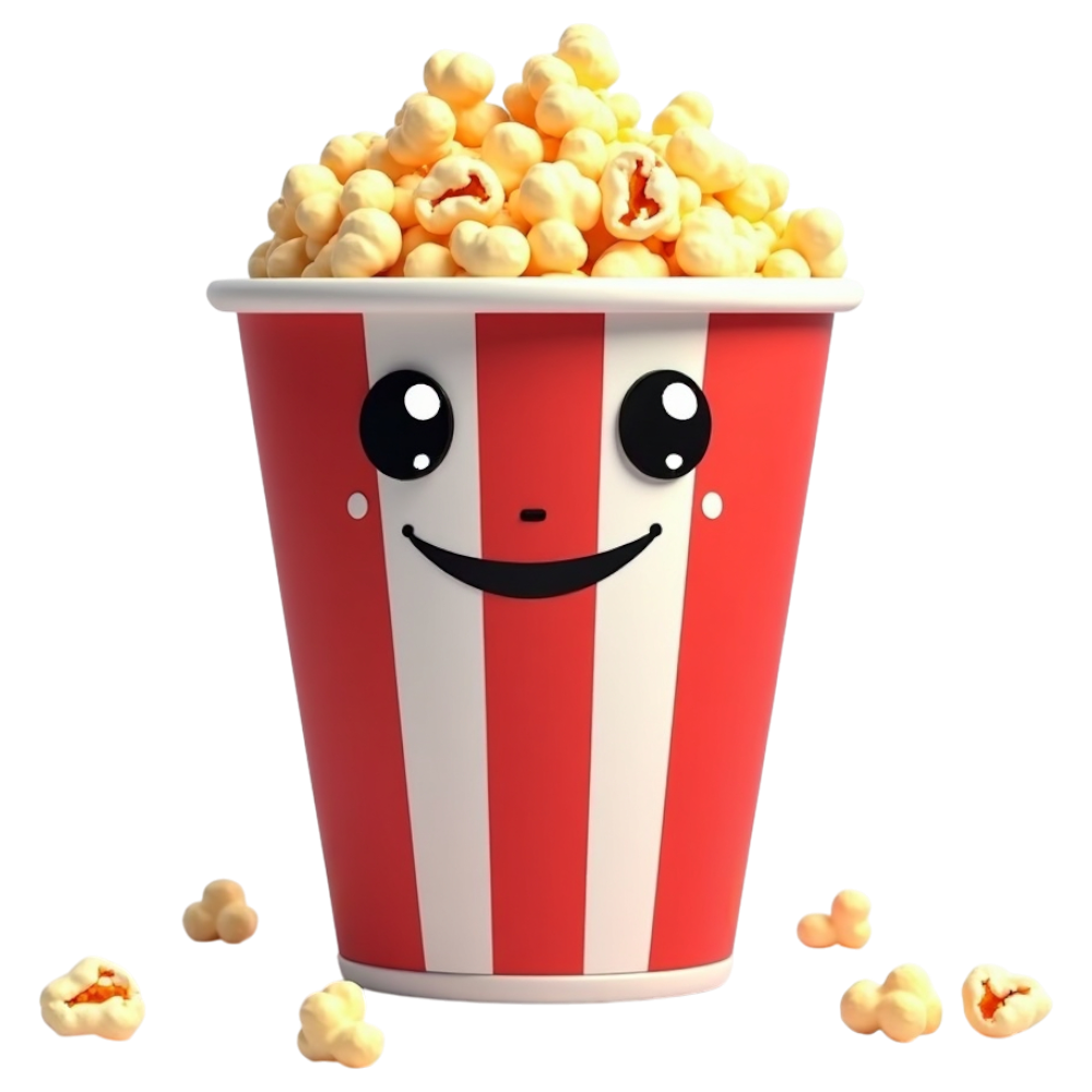 Cartoon Popcorn Bucket with Happy Face. Movie Snack Concept. - Business Of Popping Corn Day 17