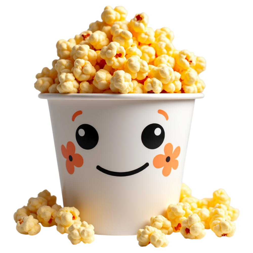 Happy Popcorn Cup Isolated on Black - Business Of Popping Corn Day 20