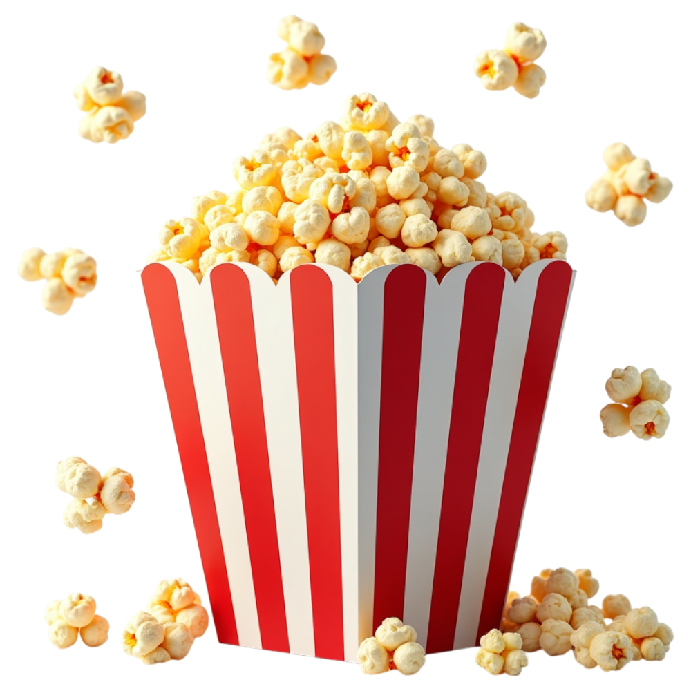 Freshly Popped Corn in Iconic Striped Carton on Black Background - Business Of Popping Corn Day 22