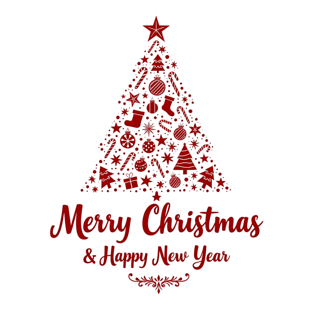 Festive Christmas Tree made of Holiday Icons with Seasonal Greetings - Christmas Card Day 21