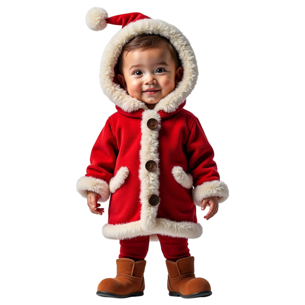 Smiling Baby Dressed as Santa Claus for Festive Holiday Season - Coats And Toys For Kids Day 11