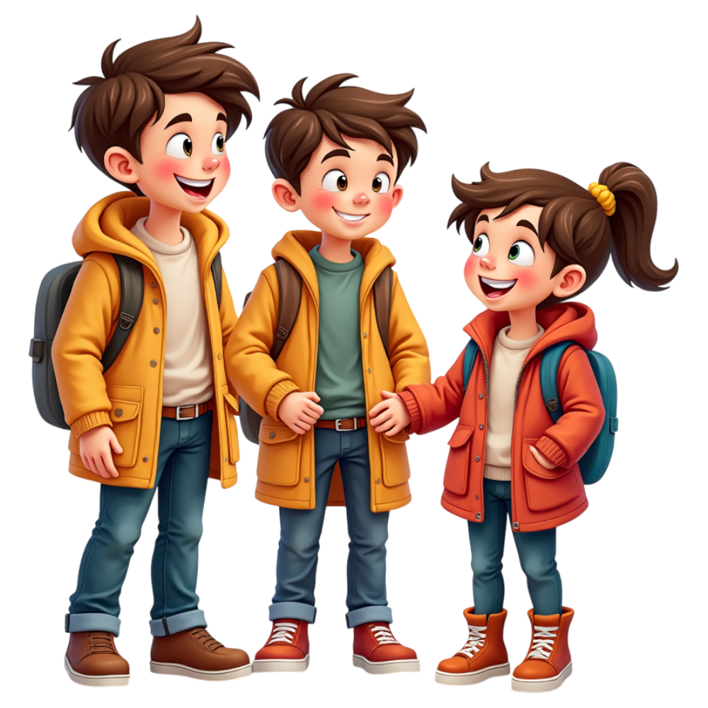 Cheerful Cartoon Children with Backpacks. Young Students Ready for School, Learning, and Fun. - Coats And Toys For Kids Day 17