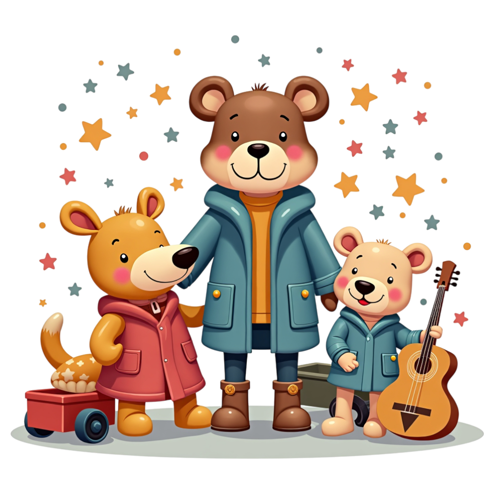 Bear Family Fun: Night Out with Music, Wagon, and Stars - Coats And Toys For Kids Day 22