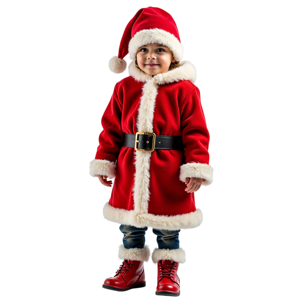Young Child in Santa Claus Costume Ready for Festive Season - Coats And Toys For Kids Day 9