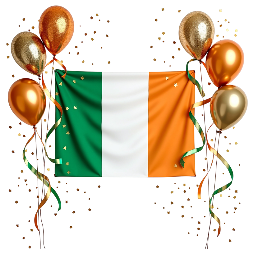 Irish Flag with Festive Gold Balloons and Confetti Celebration - Constitution Of Ireland 10