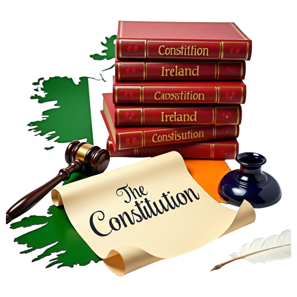 Irish Constitution and Legal System Concept with Books, Gavel, and Parchment - Constitution Of Ireland 12