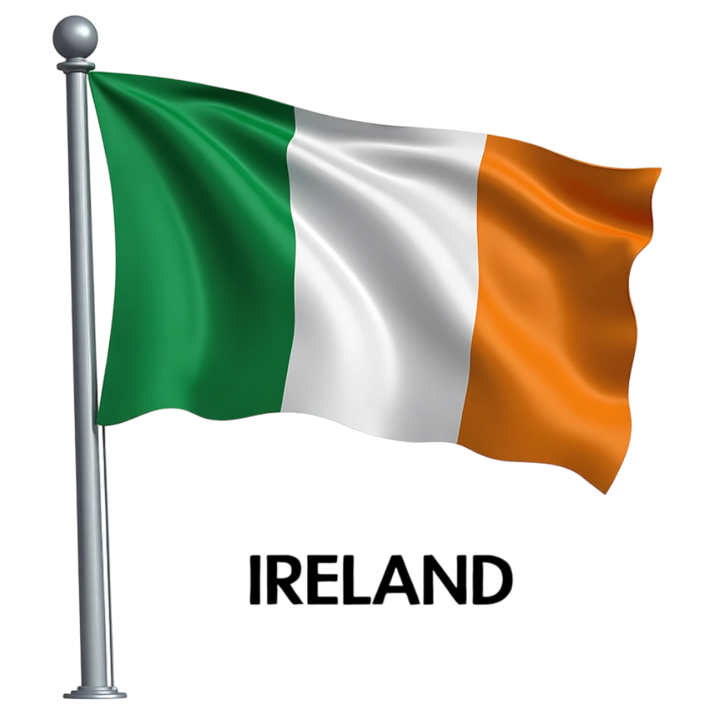 Waving Irish National Flag on Metal Pole - Constitution Of Ireland 20