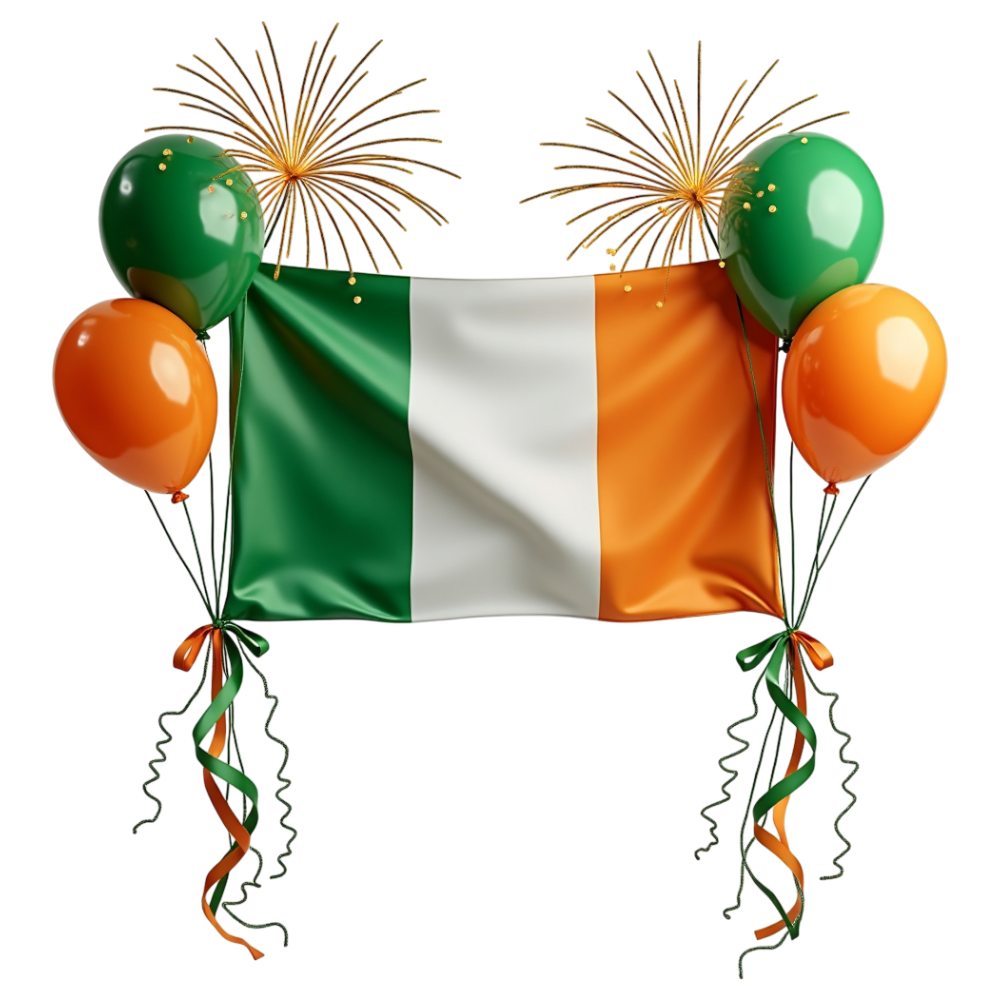 Ireland Flag & Celebration Elements: Balloons, Ribbons, Fireworks Display - Constitution Of Ireland 27