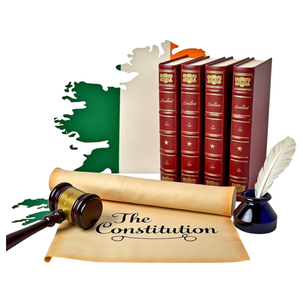 Constitution of Ireland: Legal Books, Gavel, Quill, and Map of the Nation - Constitution Of Ireland 31