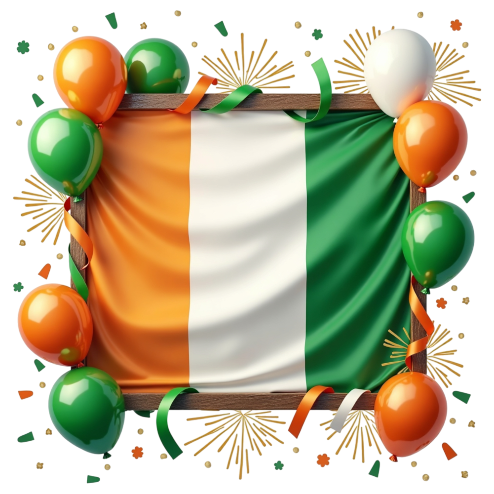 Côte d'Ivoire Flag Border Frame with Balloons & Ribbons. National Day Celebration Design. - Constitution Of Ireland 6