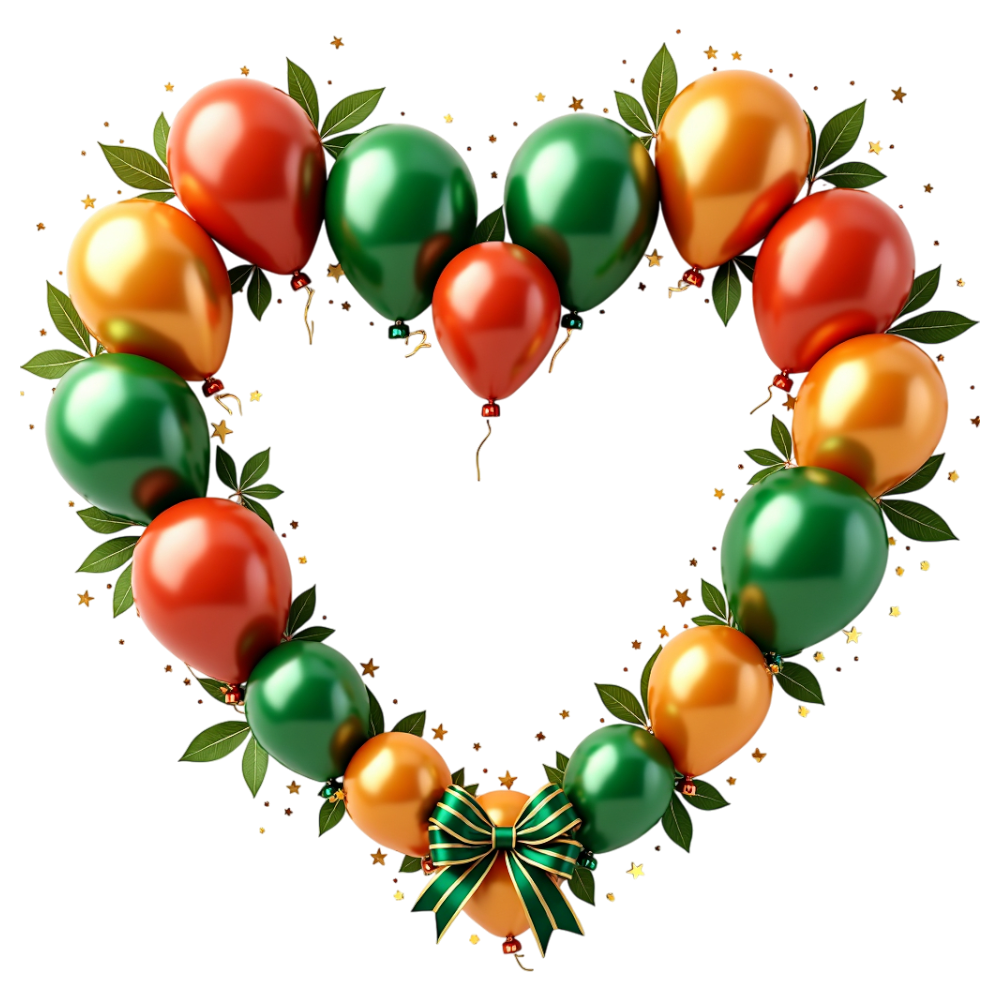 Vibrant Heart Garland with Balloons, Greenery, and Golden Confetti - Constitution Of Ireland 7