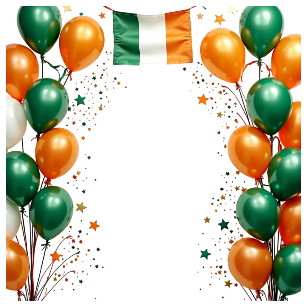 St. Patrick's Day Frame with Irish Flag, Green Orange Balloons & Confetti - Constitution Of Ireland 9