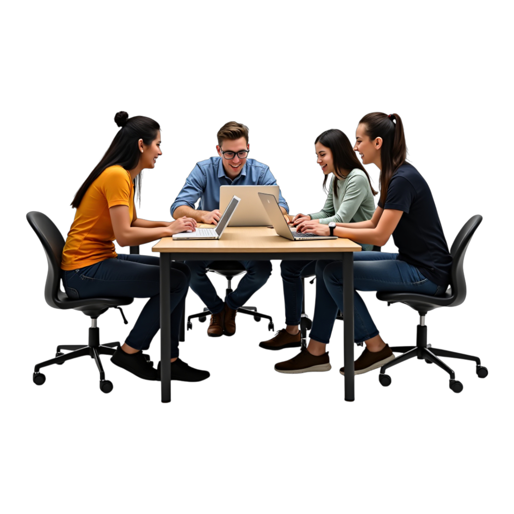 Young Professionals Collaborating with Laptops at Table - Extraordinary Work Team Recognition Day 18