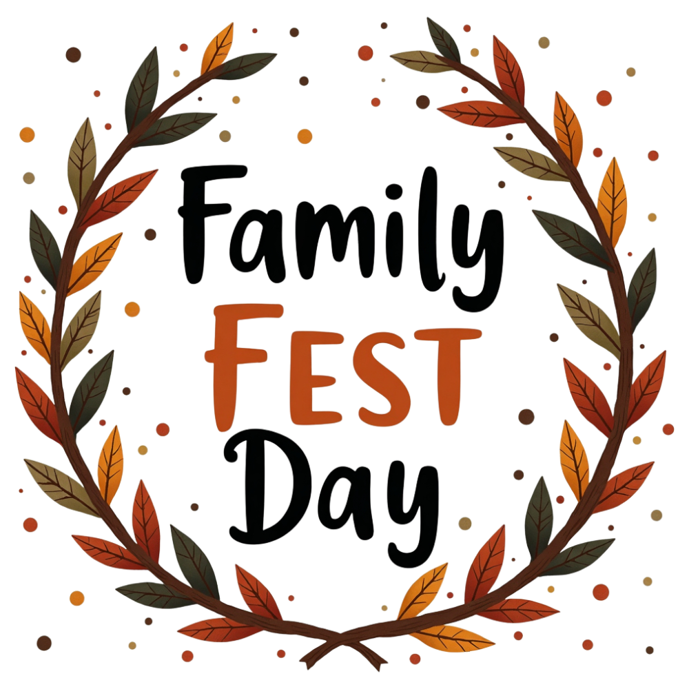 Family FEST Day Lettering in Autumn Leaf Wreath with Fall Colors - Falling Needles Family Fest Day 3