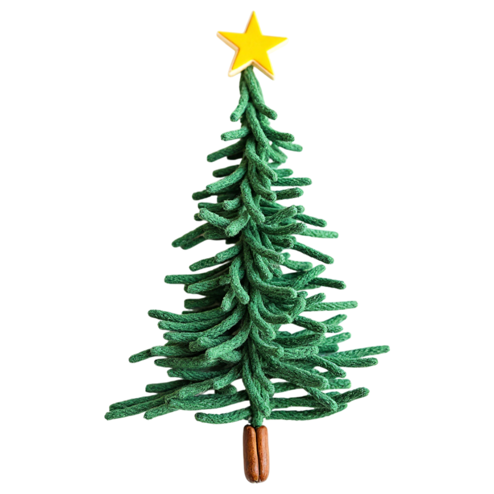 Textured Christmas Tree with Golden Star Decoration. Festive Holiday Celebration Symbol. - Falling Needles Family Fest Day 4