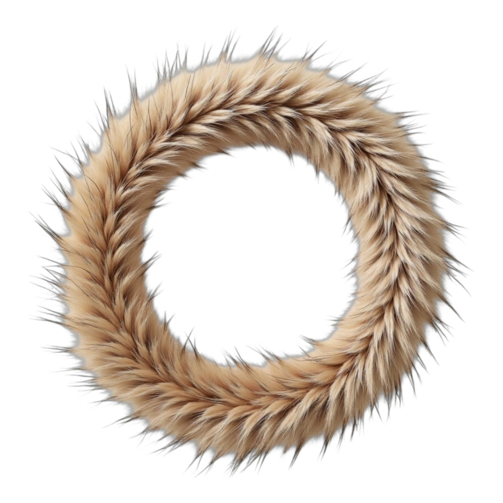 Beige Furry Ring Shape Isolated on Black Background - Soft Textile Texture Design Element - Faux Fur Friday 20
