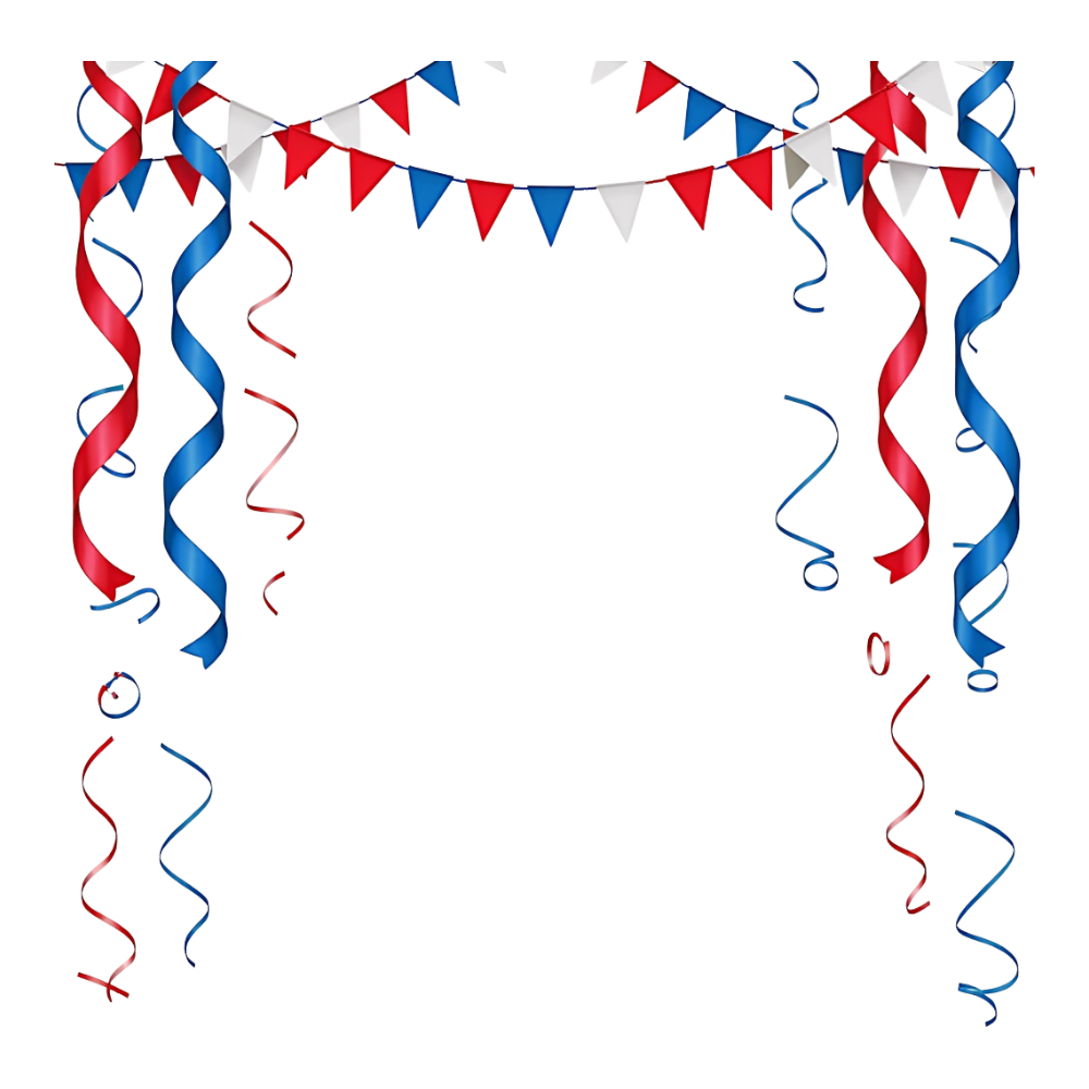 Red White Blue Bunting and Ribbons Border for Celebration - Foundation Of Quito Day 20