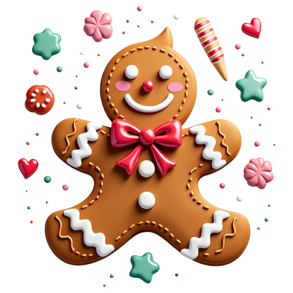 Festive Gingerbread Cookie with Sprinkles and Candies - Gingerbread Decorating Day 19