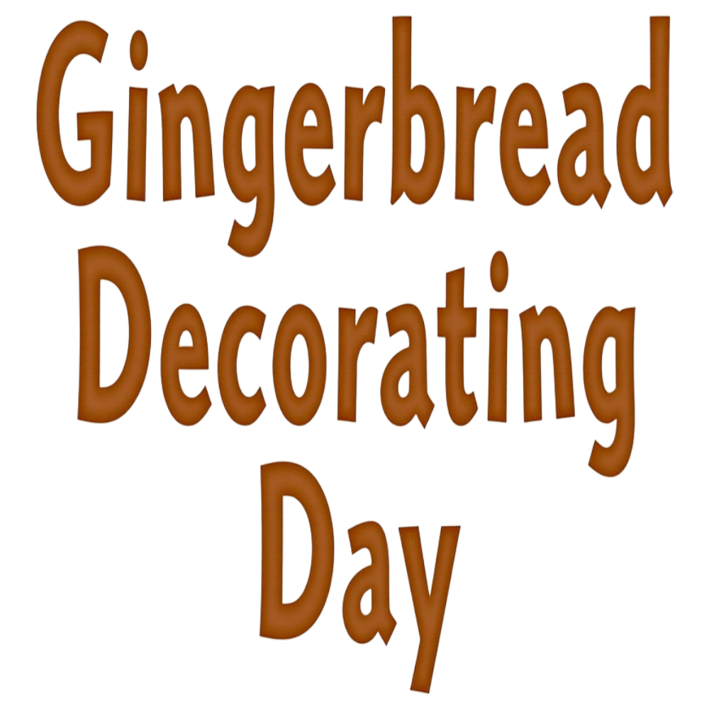 Gingerbread Decorating Day Brown Text Lettering Isolated on Black Background Festive Holiday Typography - Gingerbread Decorating Day 24