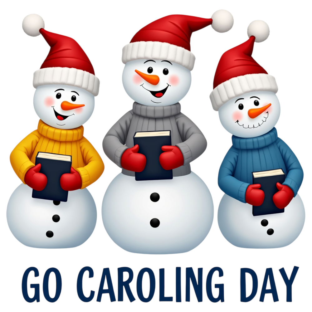 Happy Snowmen Caroling Together for Go Caroling Day Celebration - Go Caroling Day 13
