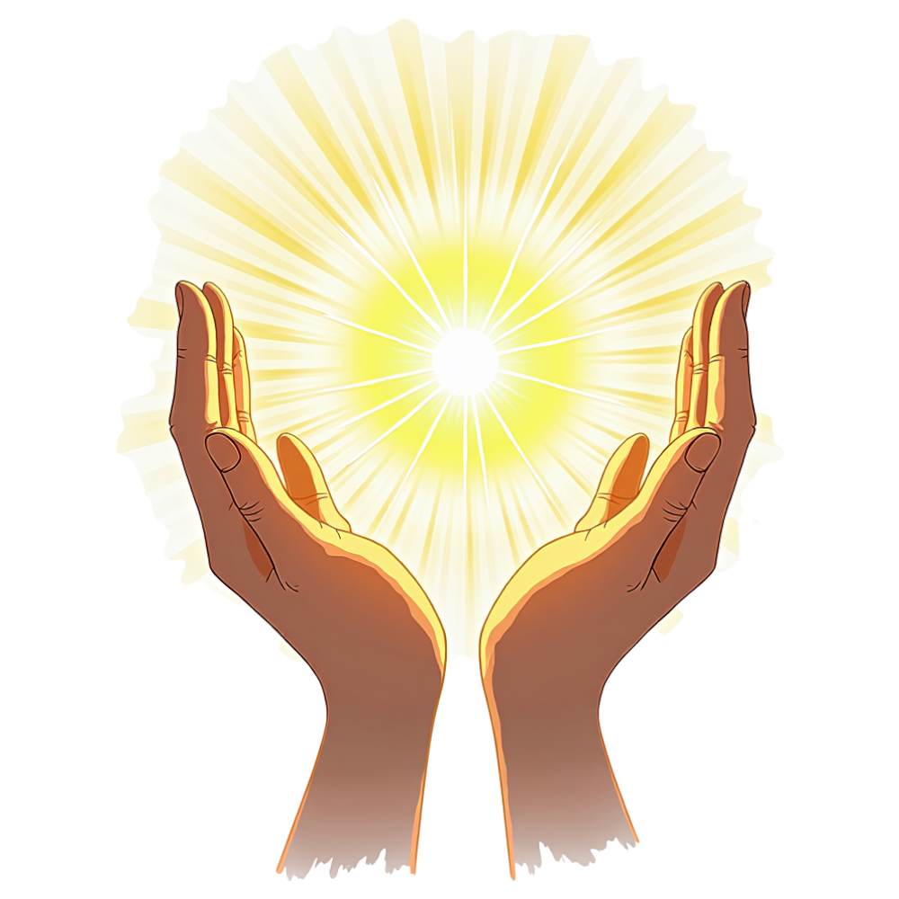 Cupped Hands Presenting Radiant Light Illustration - Humanlight 8