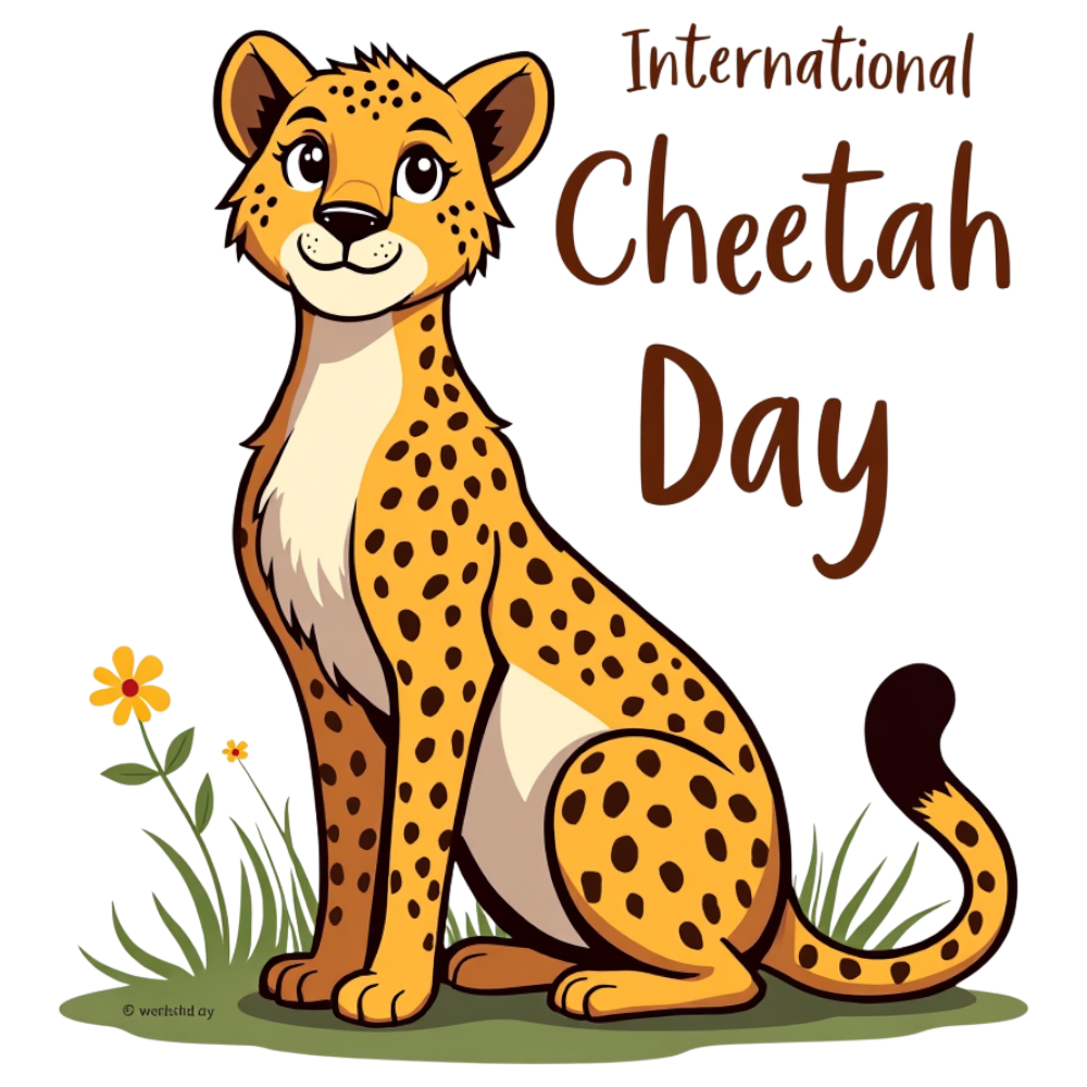 International Cheetah Day Illustration. Cartoon Big Cat for Wildlife Conservation. - International Cheetah Day 1