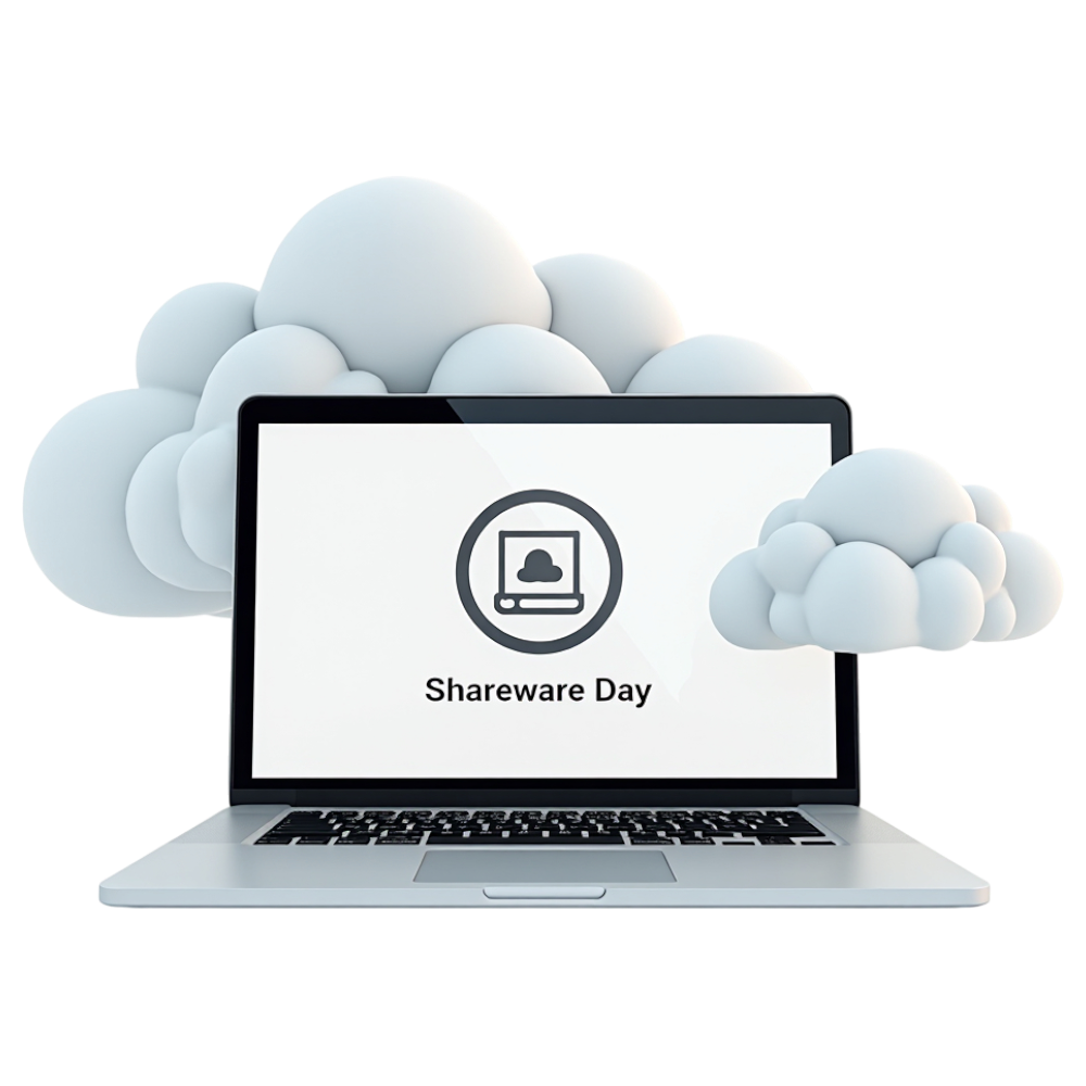 Shareware Day on Laptop Display, Cloud Software Sharing. Technology Concept for Digital Programs. - International Shareware Day 13