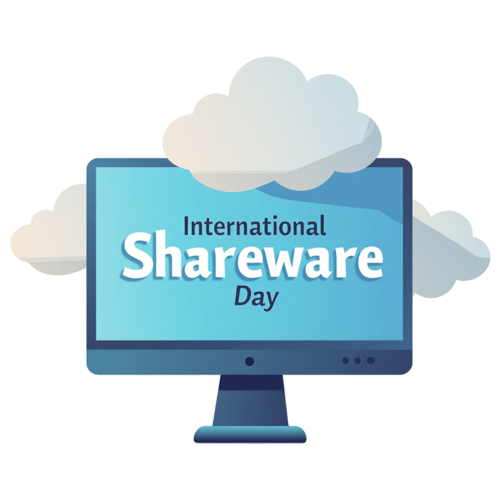International Shareware Day - Computer Monitor with Cloud Computing Theme Illustration - International Shareware Day 14