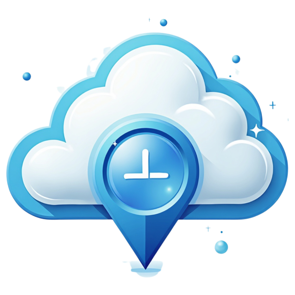 Cloud Data Management & Backup. Time Location Pin Icon for Sync, Archive, & Version Control Services. - International Shareware Day 19