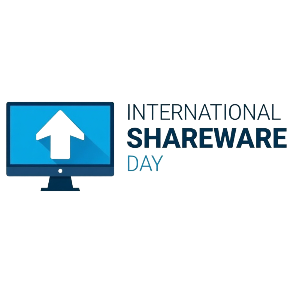 International Shareware Day on a computer screen with an upload icon - International Shareware Day 4