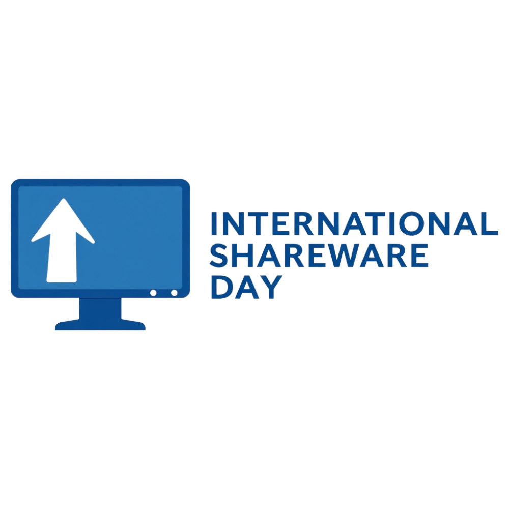International Shareware Day concept with computer monitor and upload arrow - International Shareware Day 7