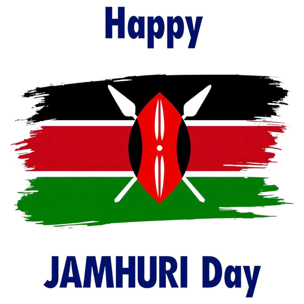 Happy Jamhuri Day Kenya Celebration Background with Flag, Maasai Shield, and Spears Illustration - Jamhuri Day 10
