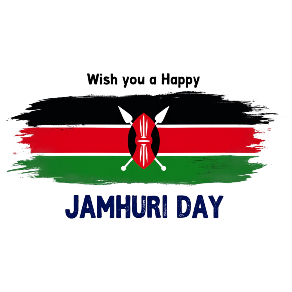 Happy Jamhuri Day Kenya Flag with Maasai Shield & Spears. National Celebration Greeting. - Jamhuri Day 13